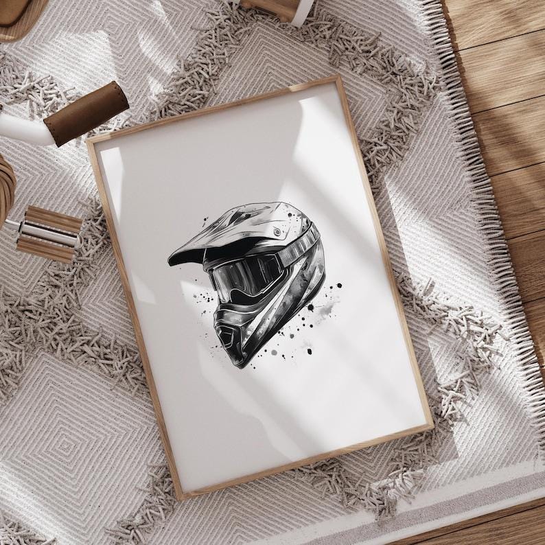 Dirt Bike Prints with Custom Name & Number – Watercolor Set of 3 — view 11