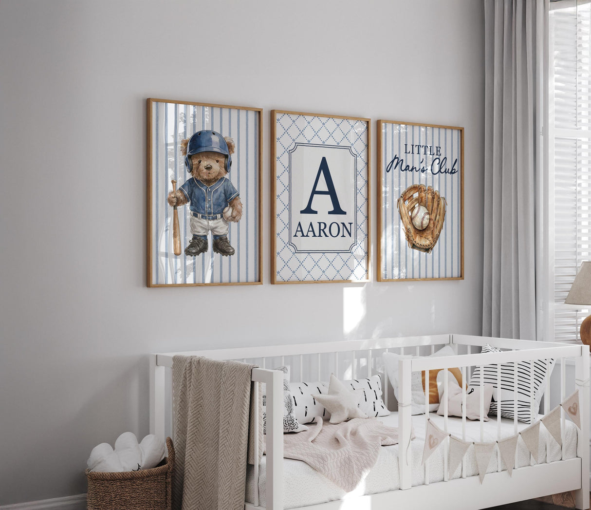 Baseball Bear Nursery Prints – Custom Name, Set of 3 — view 8