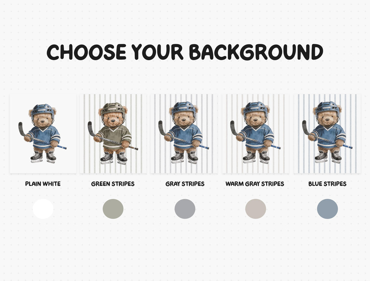 Blue and olive green bear color options