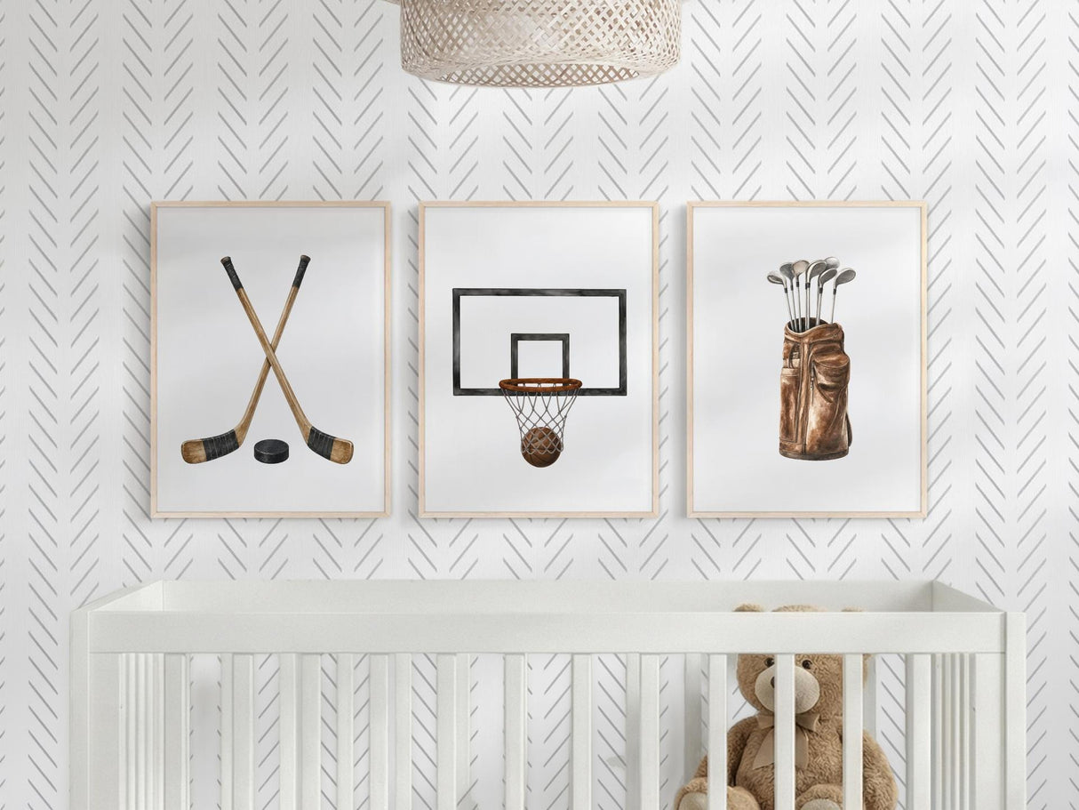 Baseball gear vintage print
