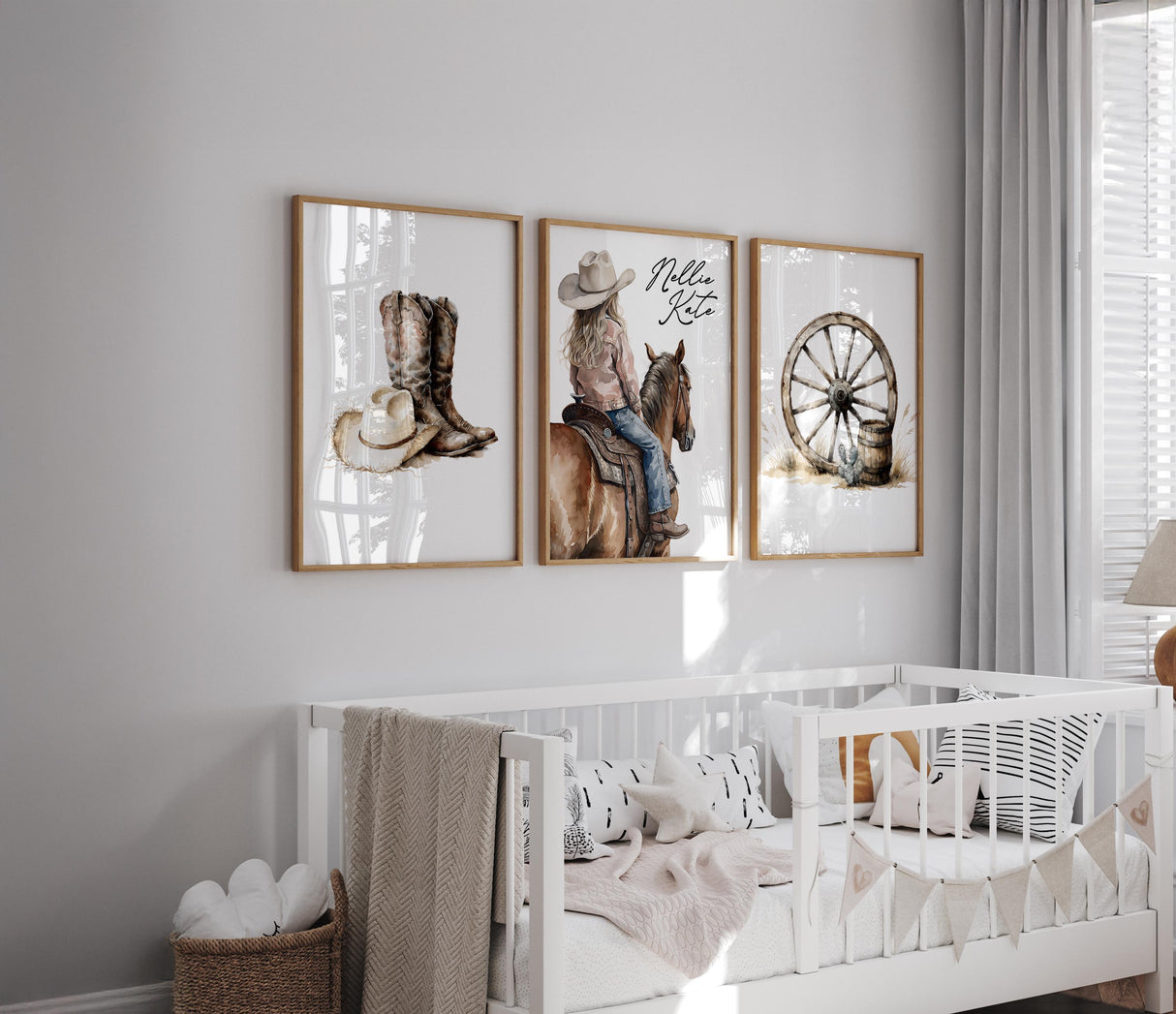 Cowboy Nursery Prints with Custom Name – Watercolor Set of 3 — view 7