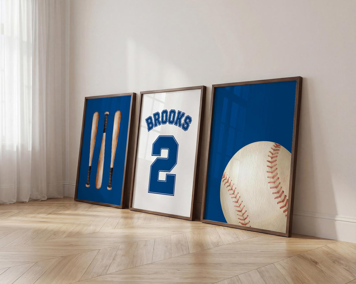 Baseball wall decor in faded navy background color