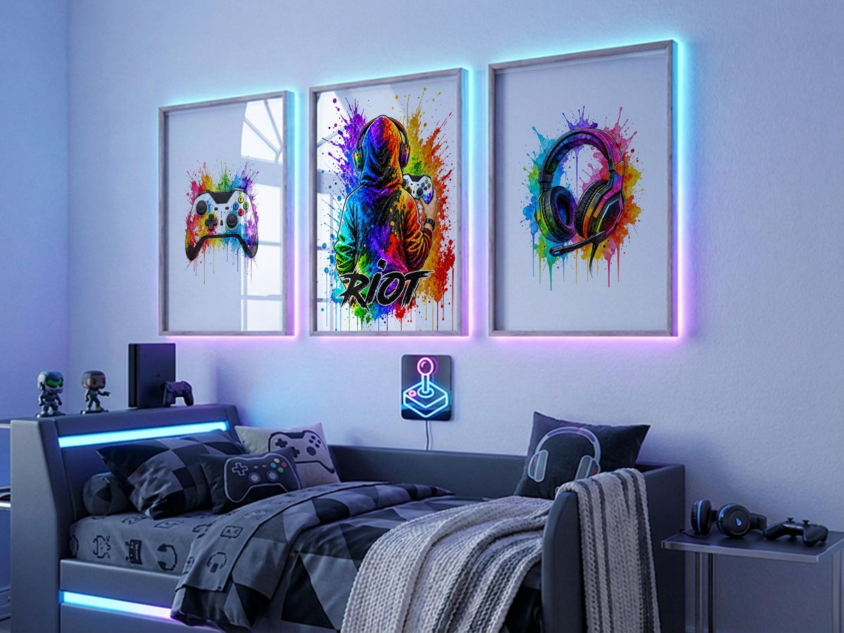 Gaming Wall Art with Custom Gamertag – Set of 3 Posters — view 3