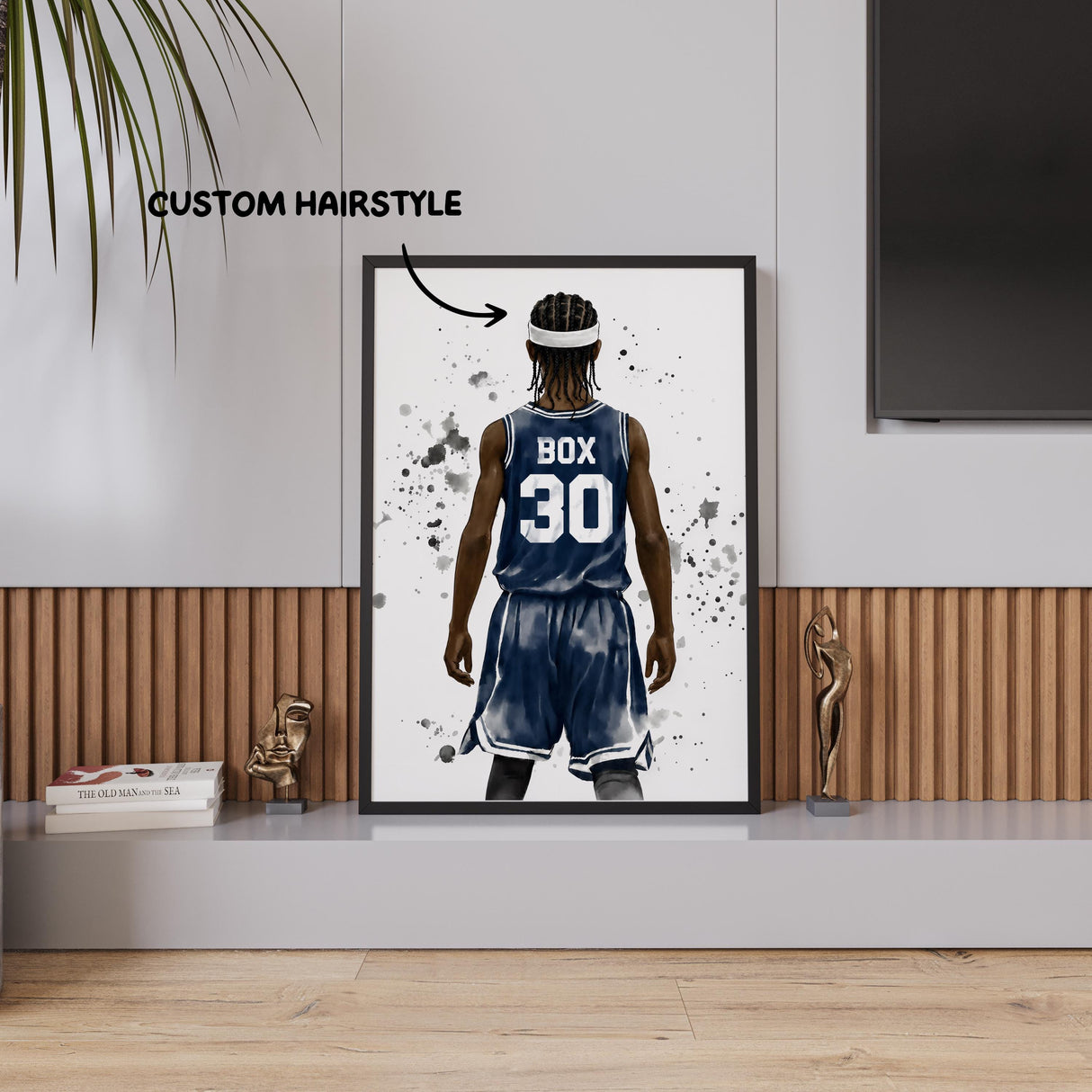 Watercolor basketball hoop print detail