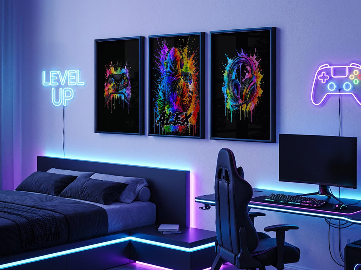 Gaming Wall Art with Custom Gamertag – Set of 3 Posters — view 2