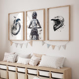 Dirt Bike Prints with Custom Name & Number – Watercolor Set of 3 — view 2