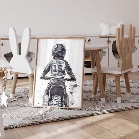 Dirt Bike Prints with Custom Name & Number – Watercolor Set of 3 — view 10