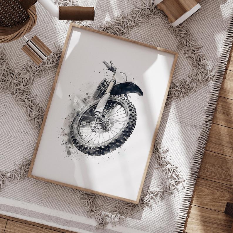 Dirt Bike Prints with Custom Name & Number – Watercolor Set of 3 — view 9