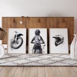 Dirt Bike Prints with Custom Name & Number – Watercolor Set of 3 — view 8