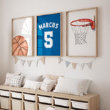 Basketball print in muted green jersey color