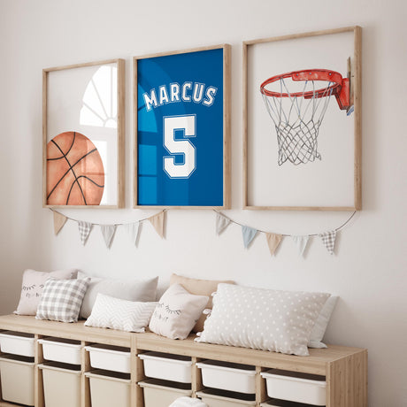 Basketball print in muted green jersey color