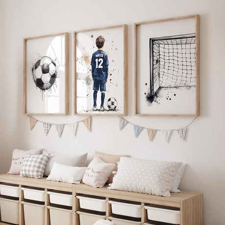 Personalized soccer player artwork with jersey color options