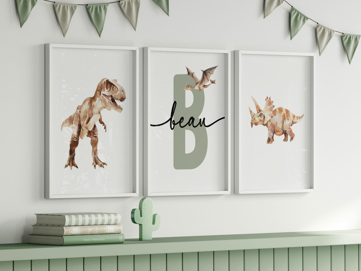 Dinosaur Nursery Prints – Custom Initial & Name, Set of 3 — view 10