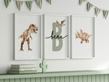 Dinosaur Nursery Prints – Custom Initial & Name, Set of 3 — view 10