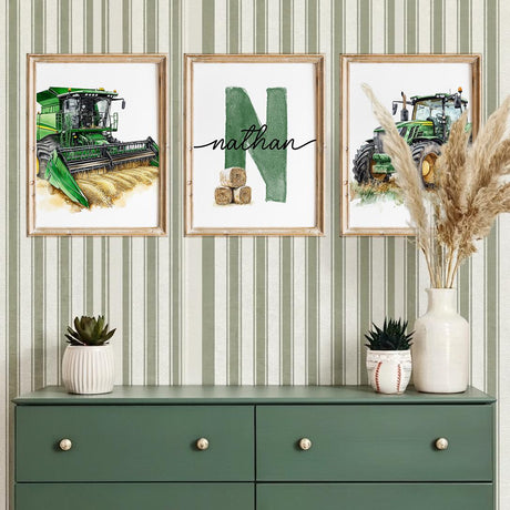 Personalized name print in farm nursery style