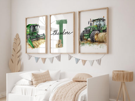 Farm wall art gift for tractor loving kids