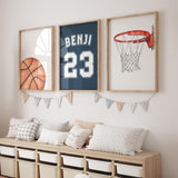 Basketball wall decor set with custom jersey name and number