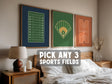Sports field print set, pick any 3 of 15 designs