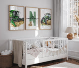 Farm tractor nursery print set with custom name, wheat or corn theme