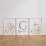 Floral nursery wall art set ready to frame