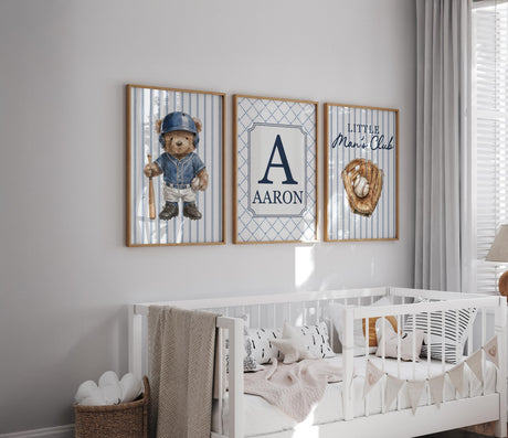 Baseball Bear Nursery Prints – Custom Name, Set of 3 — view 8