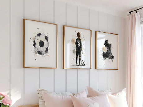 Soccer Girl Prints – Custom Name & Number, Watercolor Set of 3 — view 8