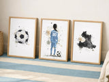 Soccer Girl Prints – Custom Name & Number, Watercolor Set of 3 — view 2