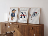 Americana Teddy Bear & Monster Truck Prints – Custom Name, Set of 3