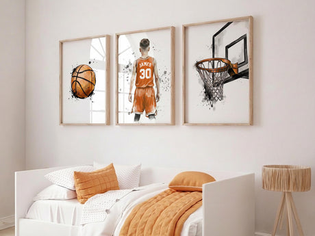 Watercolor basketball splatter print