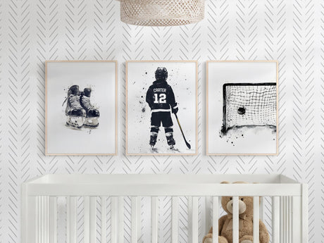 Personalized hockey player print with jersey name and number