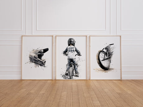 BMX Rider Prints with Custom Name & Number – Set of 3