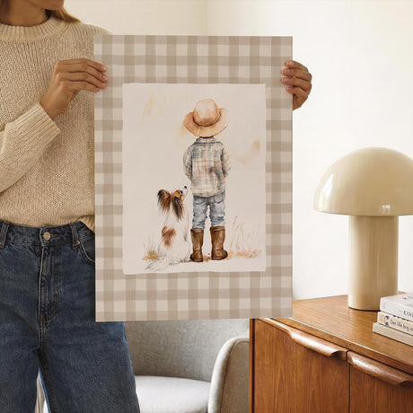 Farm Nursery Prints – Boy, Dog & Tractor, Custom Name Set of 3 — view 5
