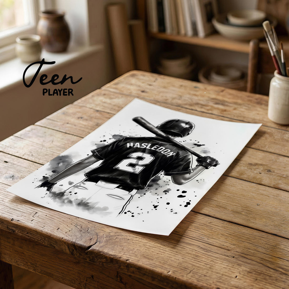 Monochrome baseball wall art for kids rooms