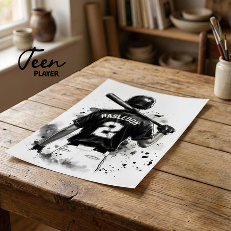 Monochrome baseball wall art for kids rooms