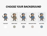 Blue and olive green bear color options
