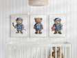 Sports bear nursery print set for baby boy, build your own set of 3 to 6