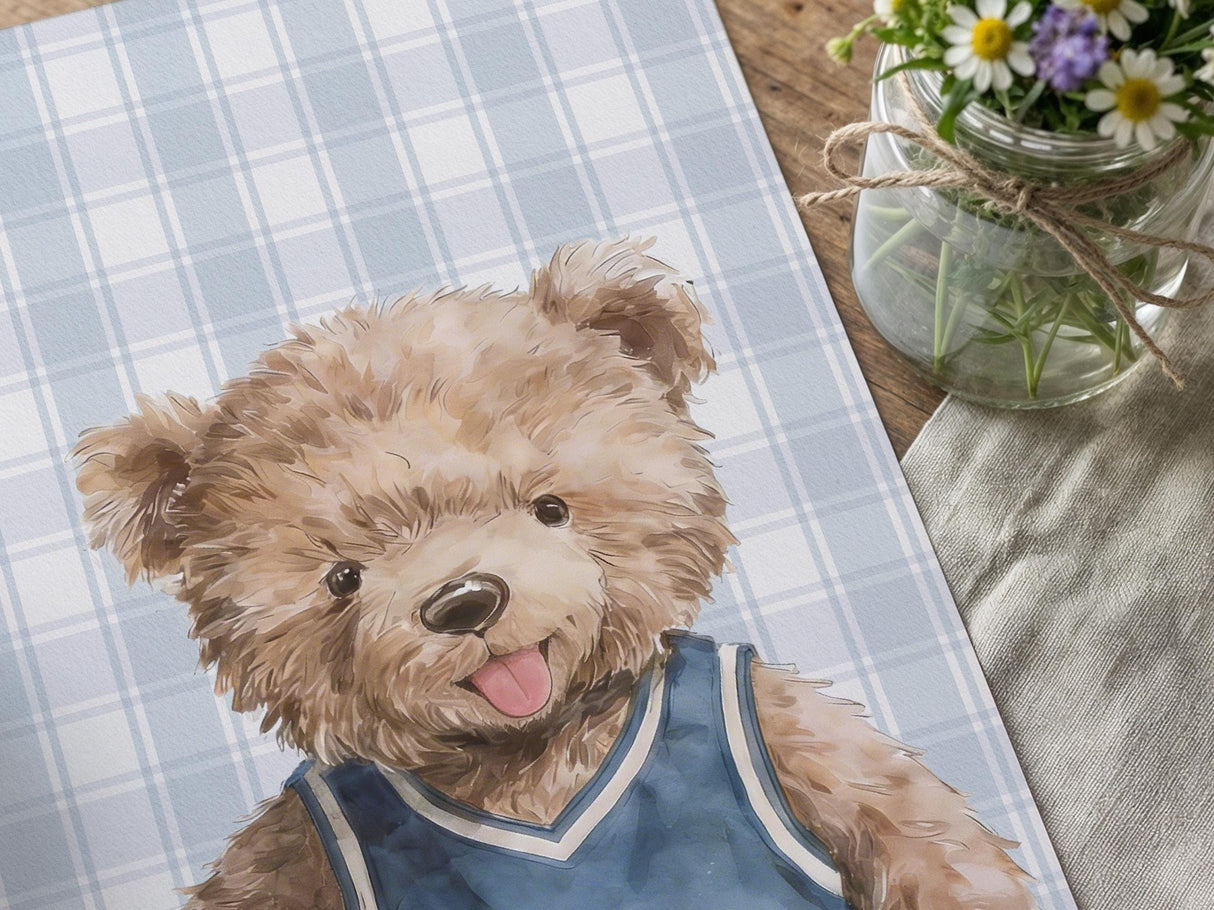 Hockey teddy bear print detail