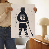 Hockey net and stick prints for kids room