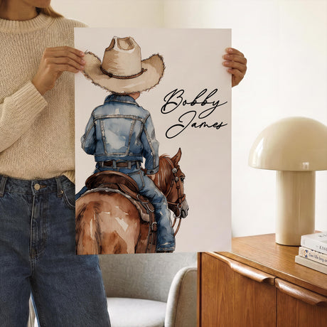 Cowboy Nursery Prints with Custom Name – Watercolor Set of 3 — view 3