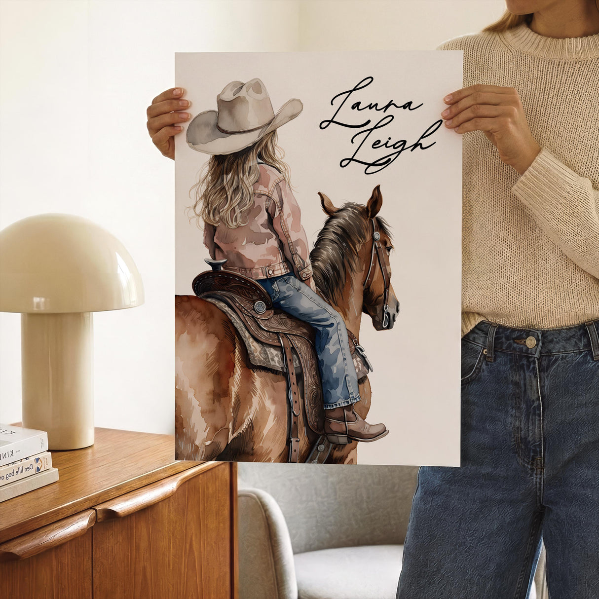 Cowboy Nursery Prints with Custom Name – Watercolor Set of 3 — view 5