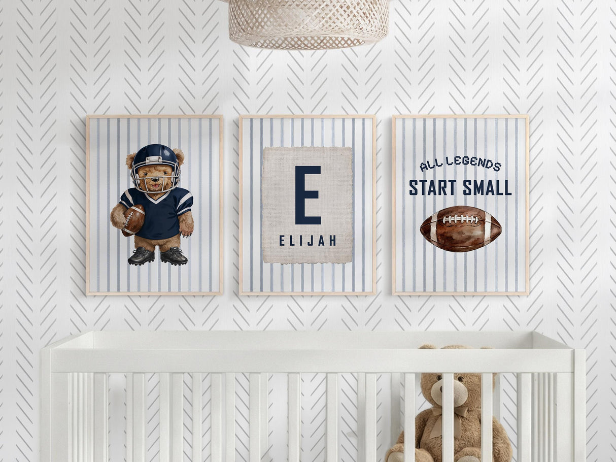 Football Nursery Prints – Custom Name, Set of 3 — view 3