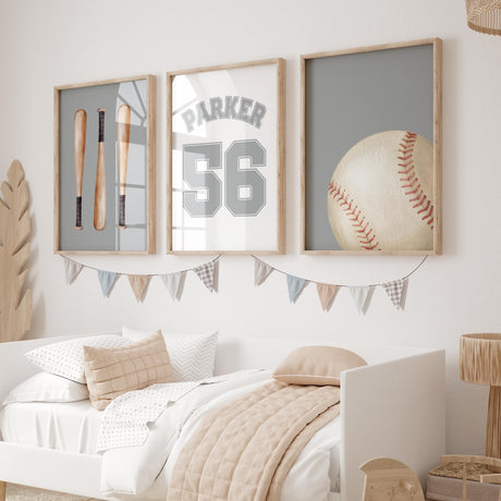 Baseball print set in green background