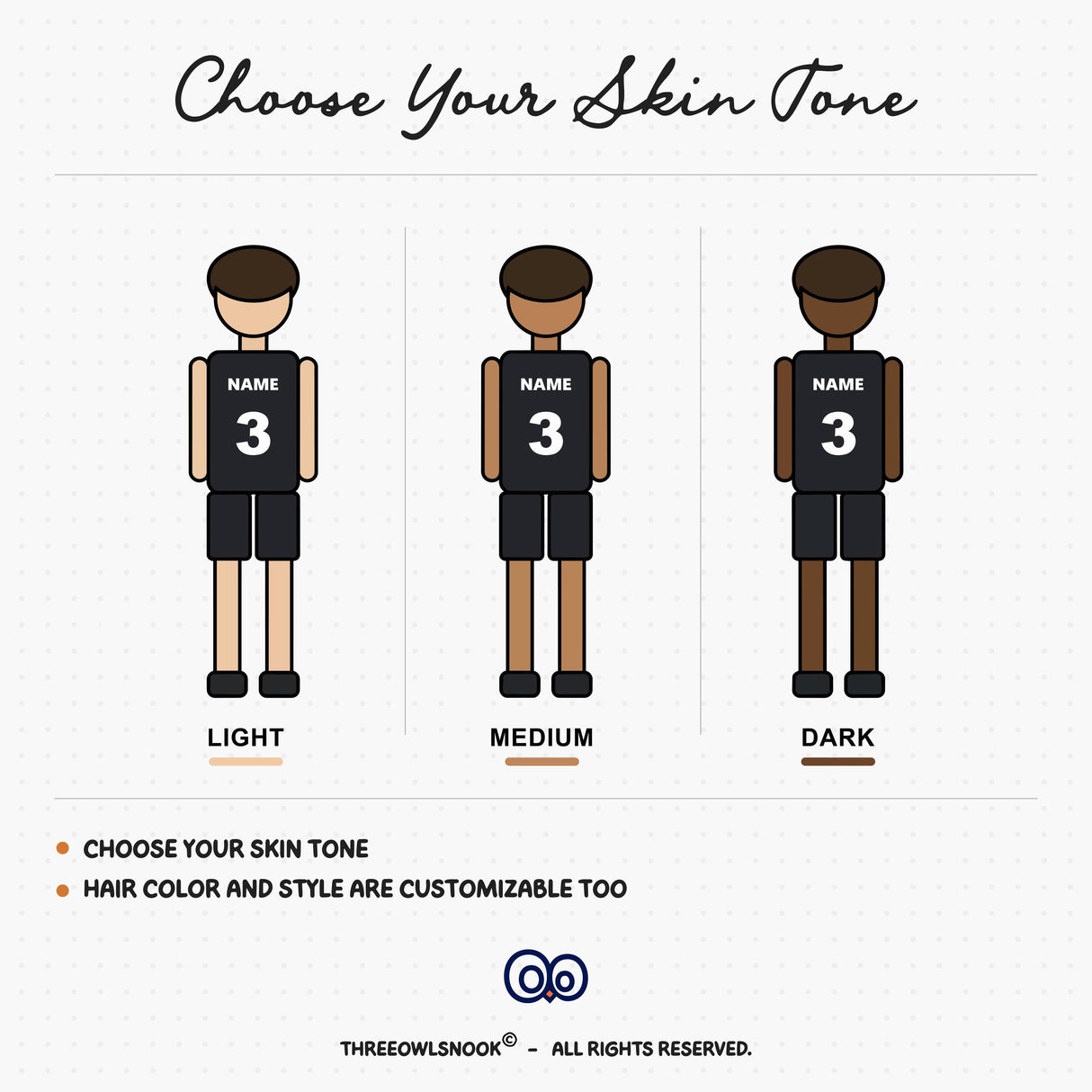 Basketball print set skin tone options