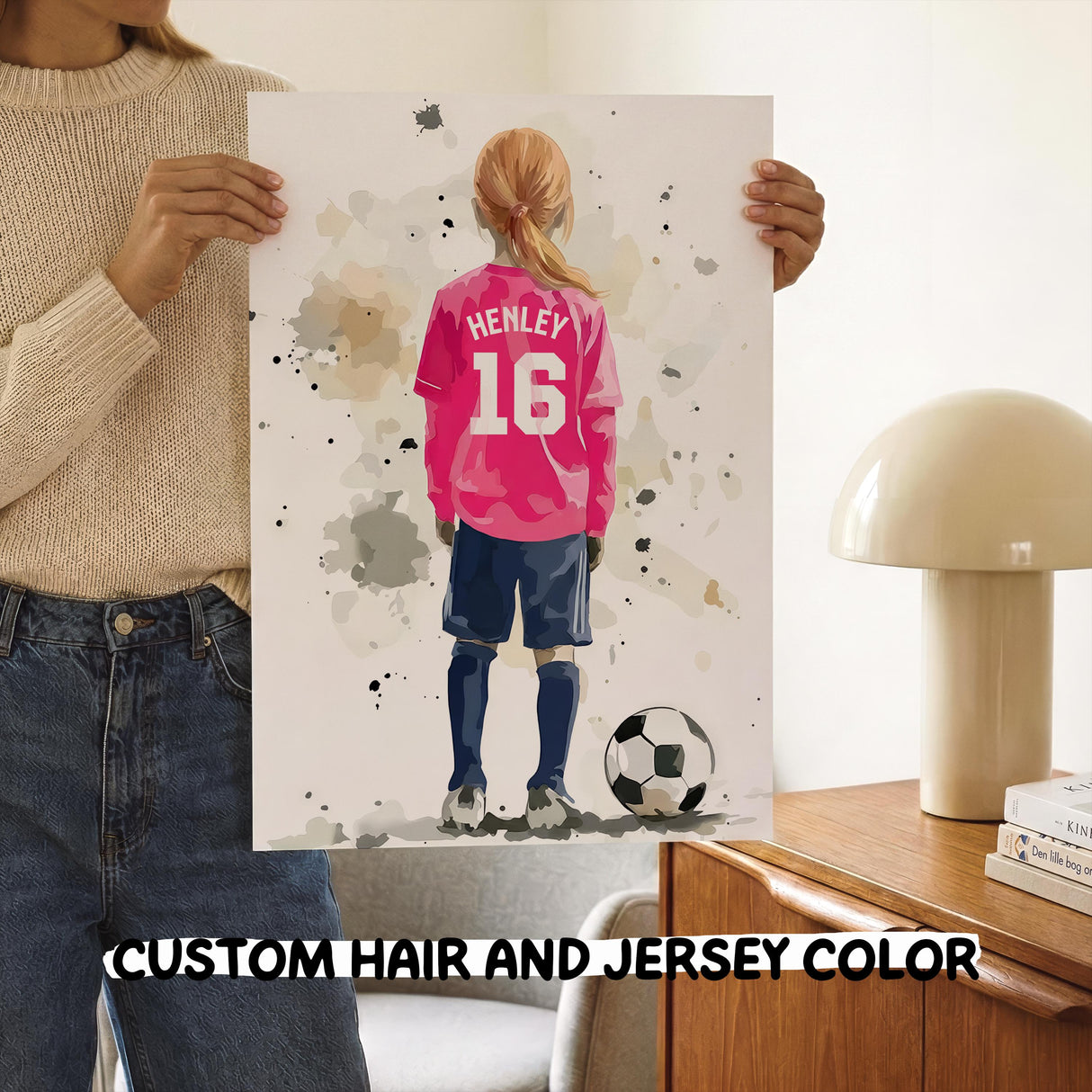 Soccer Girl Prints – Custom Name & Number, Watercolor Set of 3 — view 6