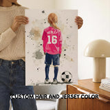 Soccer Girl Prints – Custom Name & Number, Watercolor Set of 3 — view 6