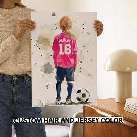 Soccer Girl Prints – Custom Name & Number, Watercolor Set of 3 — view 6