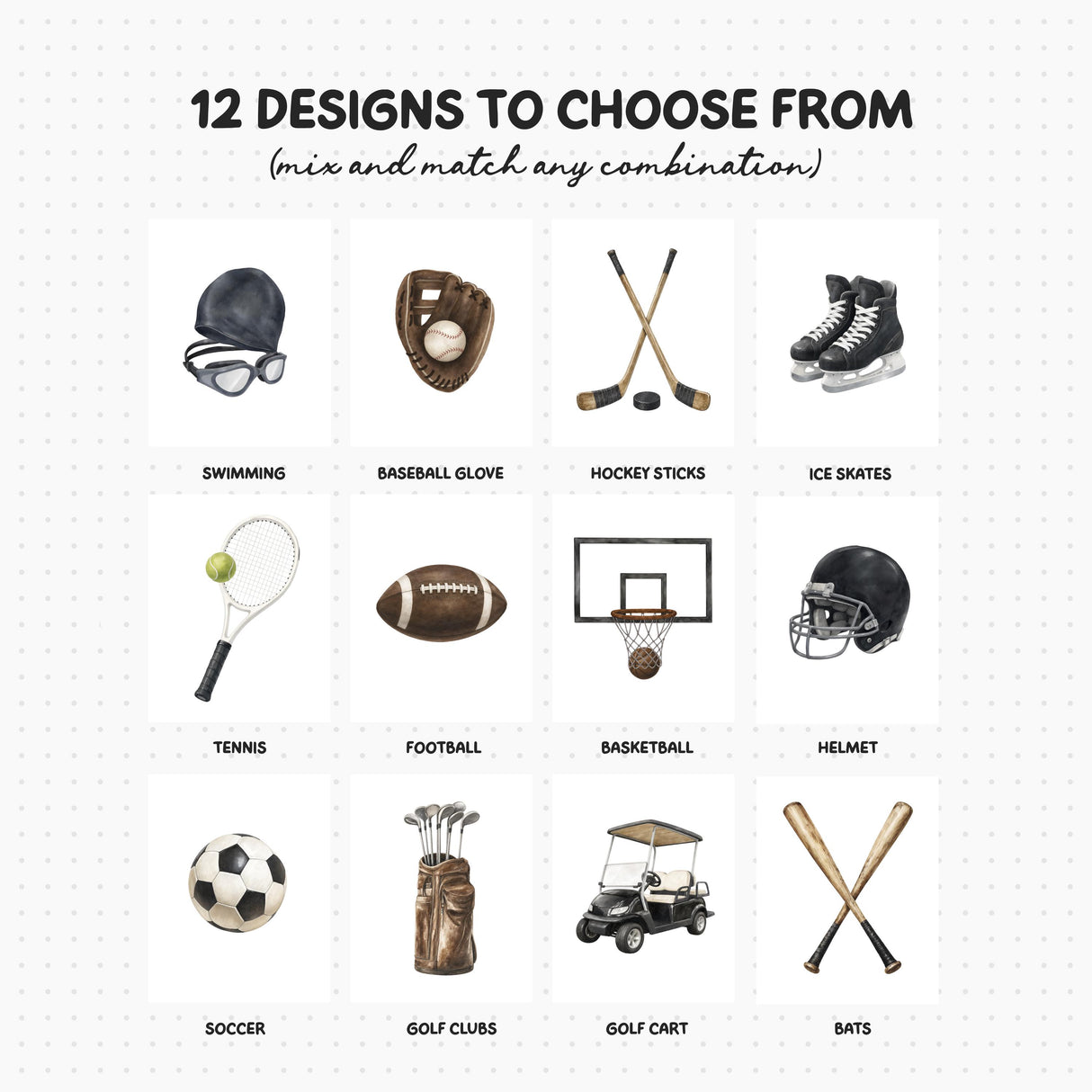 Sports nursery prints displayed in a neutral room