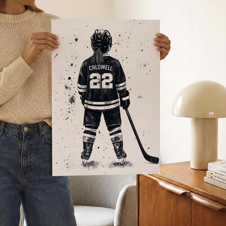 Girls Hockey Prints with Custom Name & Number – Set of 3 — view 2