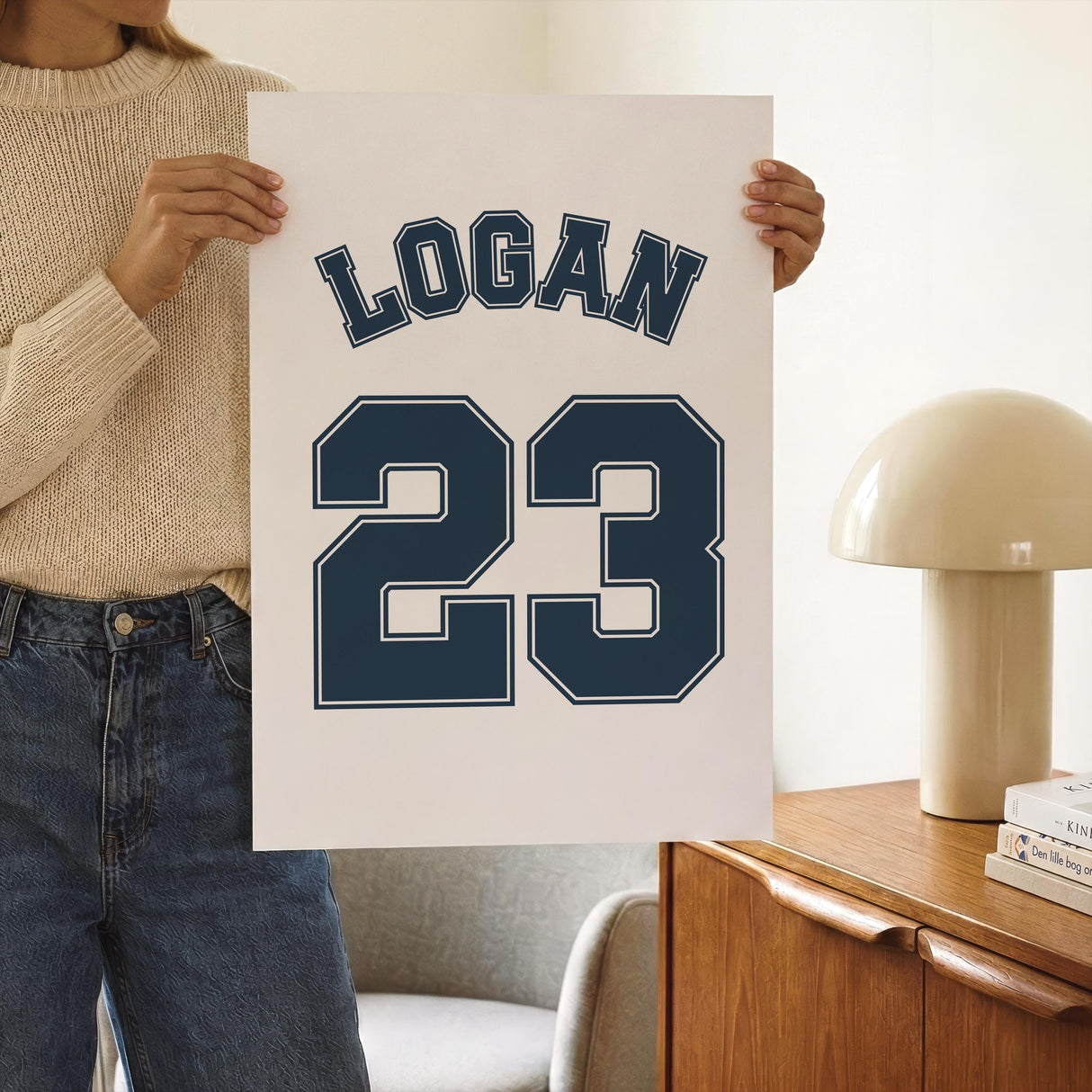 Baseball prints displayed in a kids bedroom