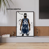 Watercolor basketball hoop print detail